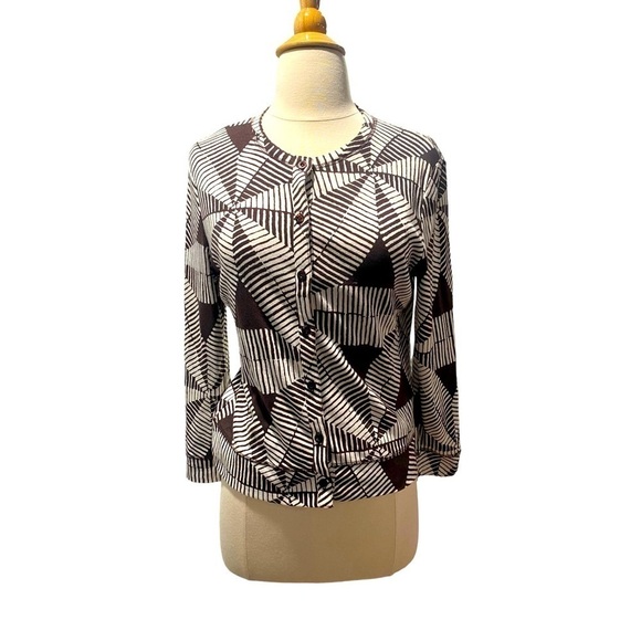 Rafaella Women’s Cream/Burgundy Cardigan -size Medium - Picture 1 of 5